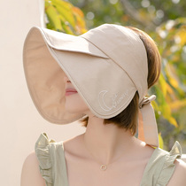 Hat female summer beach vacation sunscreen empty top sun hat Korean version of fashion wild cover full face big eaves sun hat