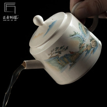 Guofeng landscape painting teapot household ceramic kung fu tea maker large capacity is a pot single small bubble teapot