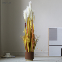 Roman Mother Nature Original Wild Emulation Green Plant Potted Reed Grass Simulation Flowers Fake Dog Tailgrass Indoor Living Room Decoration