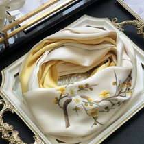 Pure Hand Embroidered Mulberry Silk Scarf < Gold Mei News Letter > Warm gift embroidery