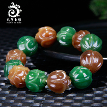 Tianzi jade carving Xinjiang Hetian jade lotus hand string male old pit material sugar jade jade bracelet hand decoration Jade string