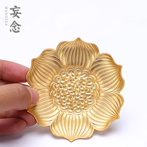 Three times handmade vintage gilt silver copper tea tray Heat insulation coaster Cup holder tea mat Kung Fu tea set zero matching