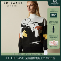 TED BAKER ladies fashion botanical pattern turtleneck knit top