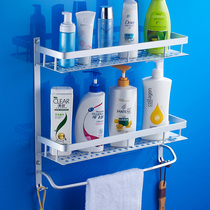 Punch-free space aluminum bathroom rack 2 floors toilet towel rack toilet wall wall suction type bathroom stand
