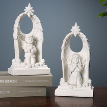 Blessing Prayer Angel Swing Piece Eurostyle Retro White Resin Sculpture Adornment Figurines Table Small Furnishing