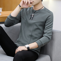 Long sleeve T-shirt mens spring autumn season new wave signs trendy Korean version pure cotton sashimi bottom jersey casual round collar jersey man