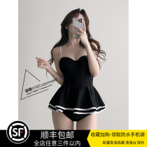 Dark Black Teen ~ INS Small Red Book Sexy Conjoined Dress Holiday Wind Small Chest Steel Togather Student Spa Swimsuit
