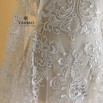 New Taiwan Island clothing accessories sequin embroidery European retro lace fabric 55 ivory white wedding dress fabric