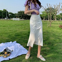 2021 Summer new Korean version High waist half body Dress Temperament Slim Step Skirt Woman Mid style Hip Skirt A dress