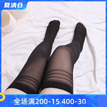 Spring and summer stockings womens sexy striped ribbed socks Ultra-thin skin color black sexy thigh socks high tube socks