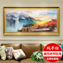 New Chinese living room oil painting hand-painted sofa background wall decorative painting modern landscape murals cornucopia landscape hanging painting