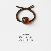 Kawano (jewelry)BAO WEN round bead hair ring Japanese and Korean version temperament adult head rope elastic knotted leather band headdress woman