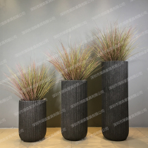 Eurostyle Fields Garden GRP Flower Pot Cylindrical Vertical Textured Florator Mall GRP Art Flower Vat Hotel Swing Suit