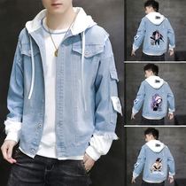 Youth autumn denim coat male junior high school students autumn clothes big boy Korean trend jacket boy gown