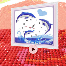 5D Crystal Diamond painting full of diamond stickers restaurant point stick drill cross stitch clock wall clock new living room bedroom