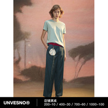 Unvesno (UN) trouser head misplaced small bag casual trendy brand wearing textured wide-leg loose trousers original
