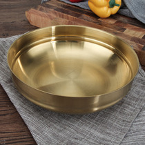 Korean stainless steel cold noodle bowl Household bibimbap bowl Single layer brushed instant noodle bowl Gold noodle bowl soup bowl Oversized bowl