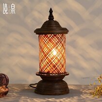 Jing spring bamboo art bar teahouse table lamp Chinese retro nostalgic hotel model room bedroom bedside Decoration lamp