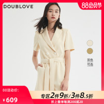 Shopping mall with the same DOUBLOVE Beiai new lapel double-breasted tunic one-piece shorts commuter