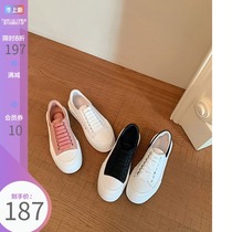 (Lu Xiaobu) Thick-bottom canvas shoes Womens bottom inner high-end muffin casual Joker round biscuit shoes board shoes