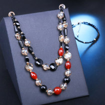 Crystal agate sweater chain female long Joker neck accessories necklace pendant 2020 new clothes 2021 explosion