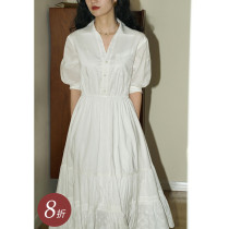 Nicepeople spring and summer 2021 shirt three-layer cake scissors collar dress custom lace embroidery stitching