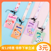 Cute card case lanyard neck Duffy bear Stella rabbit student meal card kindergarten pick-up badge protective cover soft