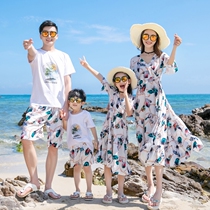 South Korean high-end pro-sub-clothing family of three-four-mouth seaside resort beach dresses female dress foreign air snow spinning dress