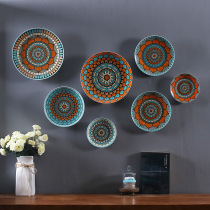 Ceramic hanging plate creative wall decoration plate TV Wall Hotel restaurant background Mediterranean style hanging wall hot sale