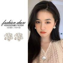 Fairy Gardenia Flowers Ear nails 2021 New wave Summer style Temperament Superior Atmospheric Earrings Silver Needle Mesh Red Earrings