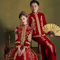 Xiuhe clothing 2021 New Winter bride dress wedding dragon and phoenix coat Chinese wedding clothing couples set men and women