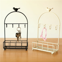 Creative wrought iron entrance entrance key storage plate decoration shoe cabinet desktop adhesive hook storage rack jewelry storage rack