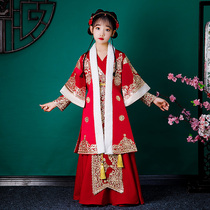 Girls Chinese style super fairy thickening Chinese New Year Hanfu New Year dress dress childrens ancient long sleeve Tang dress winter