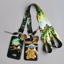Animation Yoda baby bus card set Octopus work permit Primary School students campus meal card mobile phone lanyard keychain