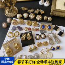 Antique Vintage jewelry imported from Europe and America ins retro enamel niche versatile temperament earrings ear clips F4T5