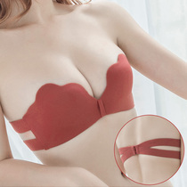 Japanese strapless underwear womens small breasts gather non-slip invisible bra no steel ring beautiful back chest patch wedding special thin