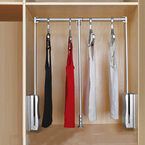 Clothes hanger in the cabinet wardrobe hardware accessories cloakroom lift clothes hanger drop-down buffer clothes rail automatic pick-up