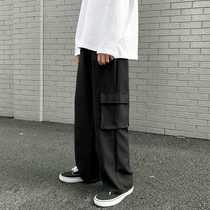 Summer tooling casual pants mens ins harbor wind loose straight tube pants Korean version of the trend Joker hanging wide leg pants