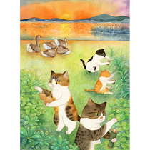 (New Products Ex-gratia) New Generation National Tide Artist Peanut Kernel (White Dew) Healed Cat Painting