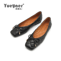 Moon buds low heel single shoes female spring new little fragrant wind butterfly knot tie with grandma shoes bean-bean shoes female