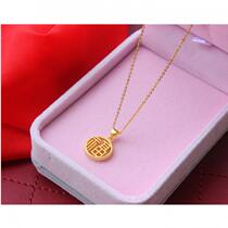 Chow Tai Fook Huanmei 18K gold never fade gold collarbone necklace Fu Zicai four hollow love pendants exquisite