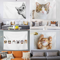 Cute ins cat background cloth wall cloth Household bedroom live wall decoration tapestry Bedroom dormitory bedside hanging cloth