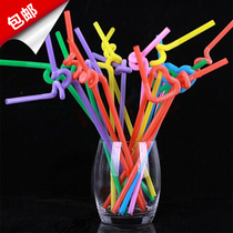 Kindergarten decorative color DIY elbow art straw milk tea straw disposable straw extended juice straw