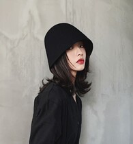  Japanese wool bucket hat female ins Korean version of Japanese wild tide brand face-showing small fisherman hat hat female autumn and winter
