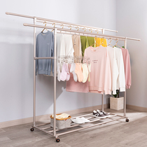 Clothes rack Floor-to-ceiling folding indoor mobile double-pole household hanger bedroom balcony sun hanger