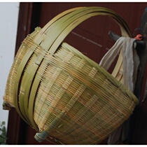 Farmer hand bamboo woven bamboo basket Fruit basket portable vegetable basket Bamboo basket Egg basket round basket Environmental protection