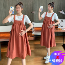 Pregnancy Woman Dress Summer Clothing Suit Fashion style Blouse Harness Skirt 2022 New Korean version Liandress Summer Pregnant Woman Skirt