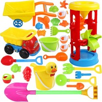 Childrens beach toy set car large hourglass shovel sand bucket Baby sand pool tool play sand Cassia toy