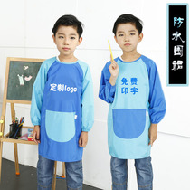 Children Waterproof Long Sleeves Apron dress Anti-Fouling Hood Clothing Nursery School Elementary School Fine Arts Clothes Calligraphy Pottery Print Name