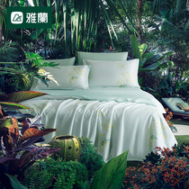 Yarantian Silk Four Pieces Summer Ice Silk Cool Sensation Bed Linen Bed Hat Naked Sleeping Breathable Quilt Cover Bed four pieces of cover